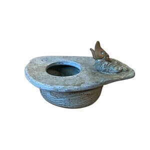 Ikebana Studio Art Pottery Flower Frog Applied Sculpted Bird Signed Lunt